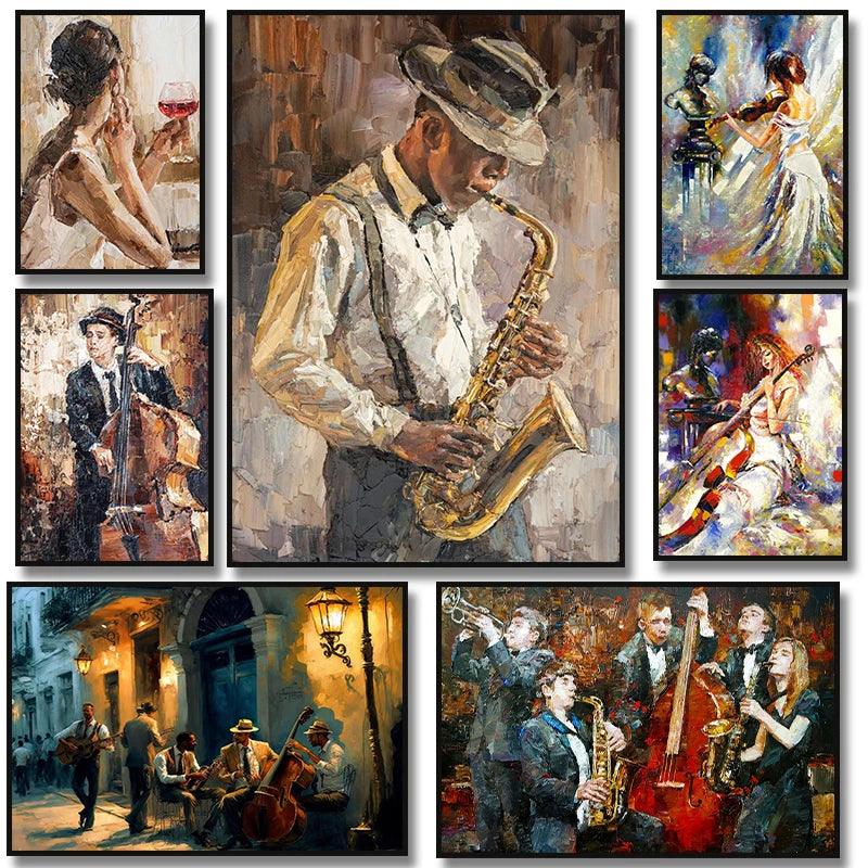 Music Instrument Art Posters - Vintage Jazz Wall Decor - Brand My Case