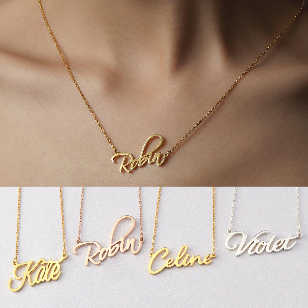 Nameplate Necklace, Cursive Name Necklace, SCRIPT Name Necklace - Brand My Case