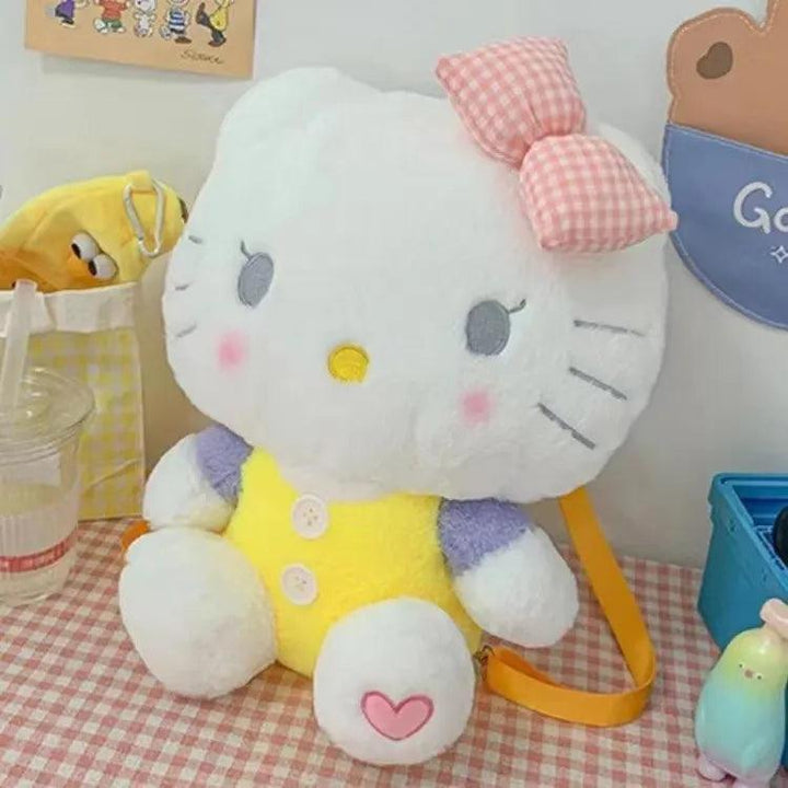 New Sanrio Hello Kitty Kawaii Plush Backpack Stuffed Animals Dolls Toys Plushie Bag Anime Cartoon Kt Shoulder Backpacks Bags - Brand My Case