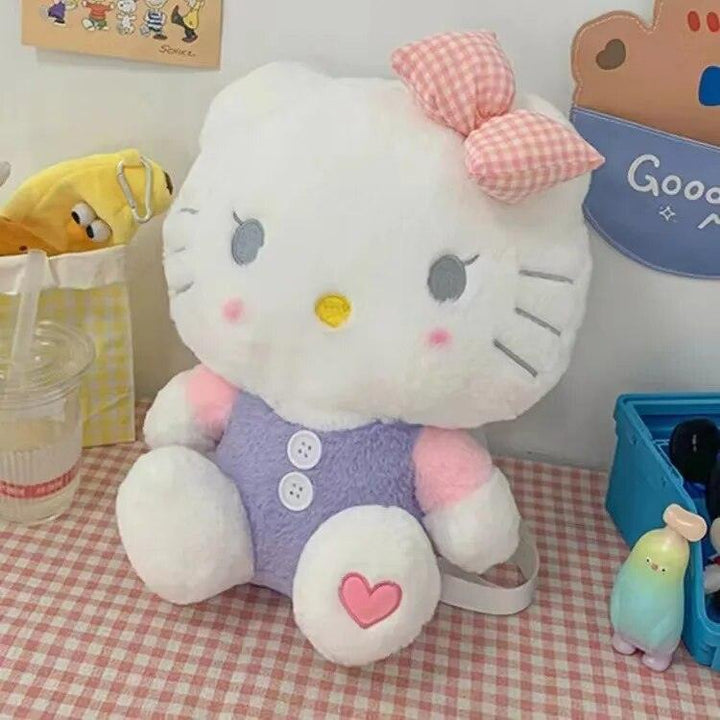 New Sanrio Hello Kitty Kawaii Plush Backpack Stuffed Animals Dolls Toys Plushie Bag Anime Cartoon Kt Shoulder Backpacks Bags - Brand My Case