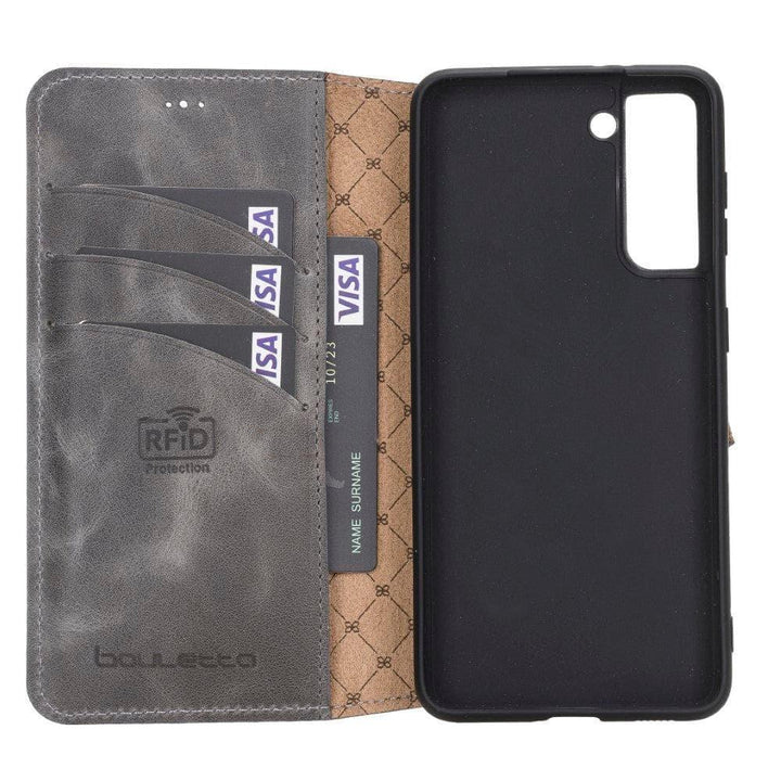 Non-Detachable Leather Wallet Cases for Samsung Galaxy S21 Series - Brand My Case