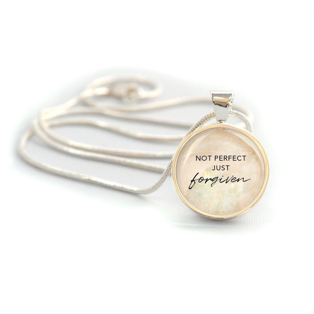 "Not Perfect, Just Forgiven" Silver-Plated Christian Pendant Necklace - Brand My Case