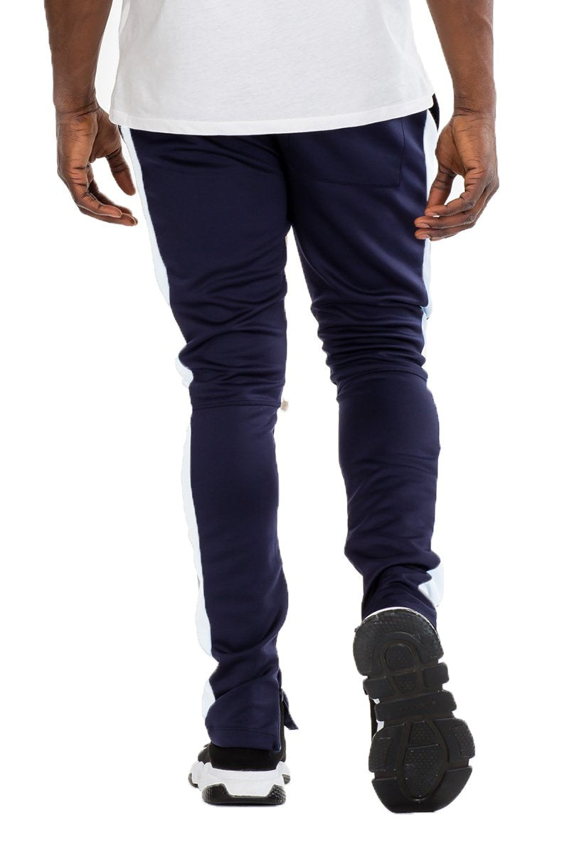 CLASSIC SLIM  FIT TRACK PANTS- NAVY/ WHITE
