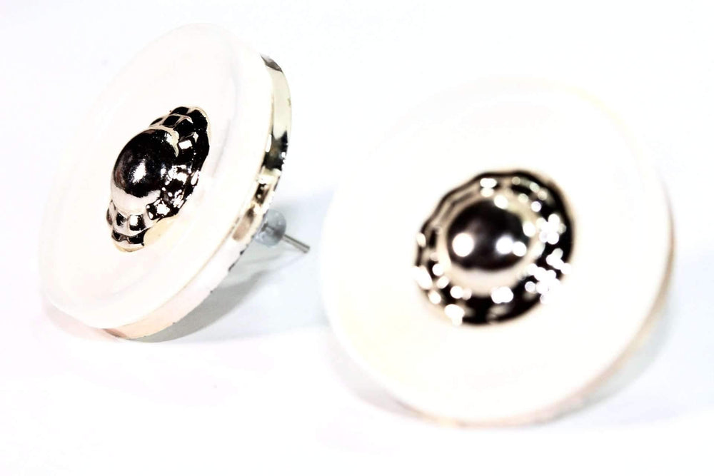 Off-White Button Stud Earrings - Brand My Case