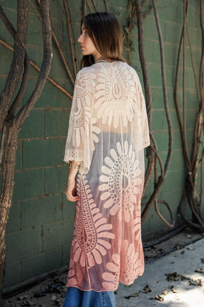 Ombre Bohemian Lace Kimono - Brand My Case