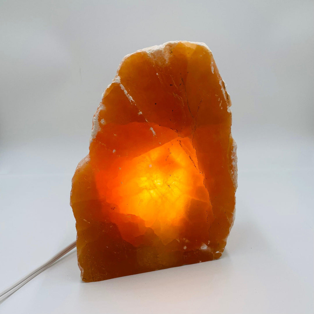 Orange Selenite Raw Lamp by CuartoAstral Prime - Brand My Case