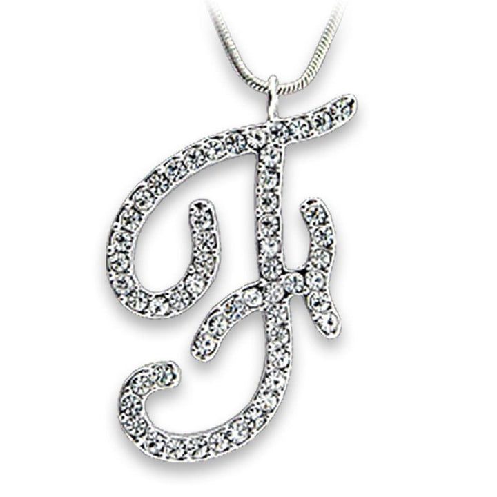 OT119 - Rhodium Brass Pendant with Top Grade Crystal in Clear - Brand My Case
