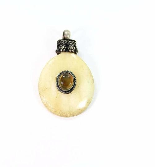 Oval Bone & Stone Tribal Pendant Necklace - Brand My Case