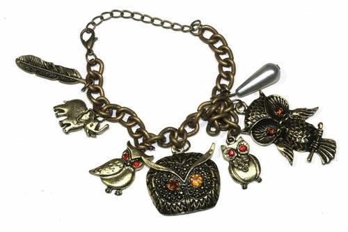 Owl, Elephant & Feather Charm Bracelet - Brand My Case
