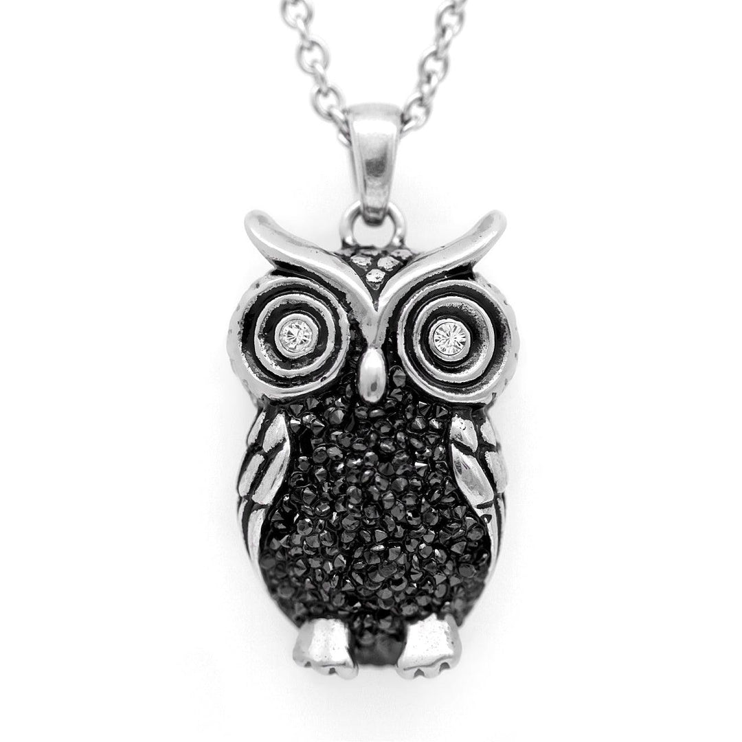 Owl Necklace "Night Bright Owl", Bird Pendant Adorned with Swarovski - Brand My Case