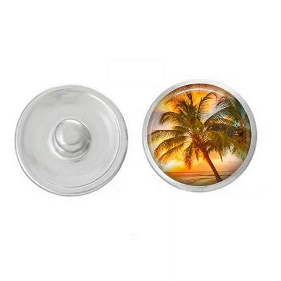 Palm Tree - Snap Jewelry - Palm Tree Sunset Beach Snap - Compatible - Brand My Case