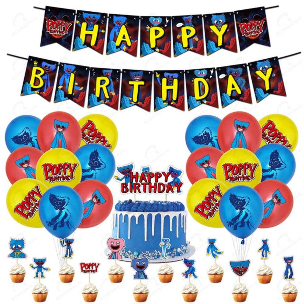 Party Supplies Balloons Play Time Game Decoration Set Anime Balloons Happy Birthday Banner Kids Boy Toys - Brand My Case