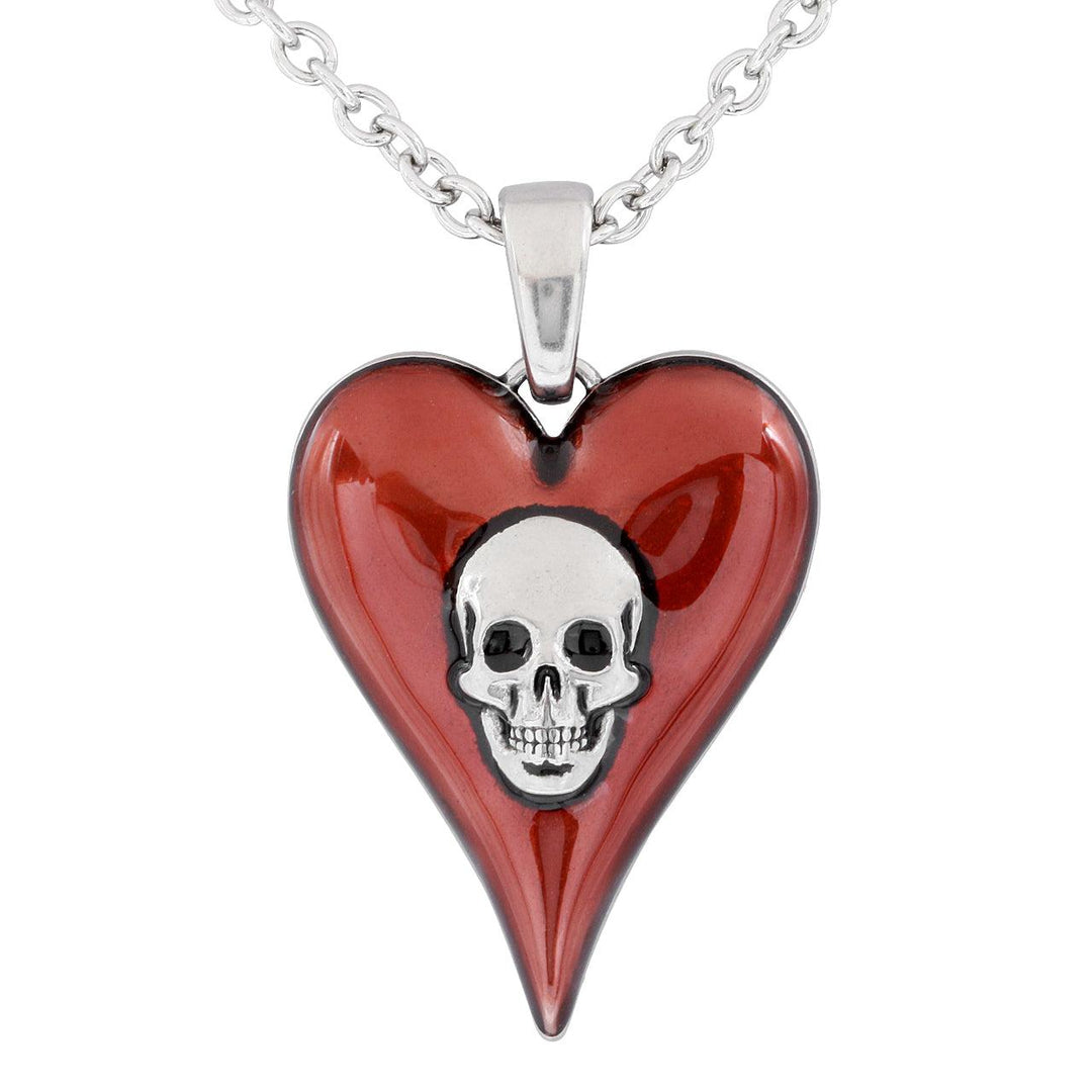 Passion Red Heart Skull Necklace - Brand My Case