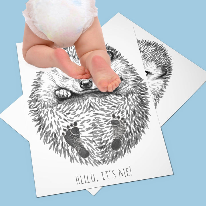 Personalized Baby Hedgehog Footprint Kit, A4 format, white - Brand My Case