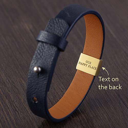 Personalized Coordinates Bracelet Leather, GPS Bracelet for Boyfriend - Brand My Case