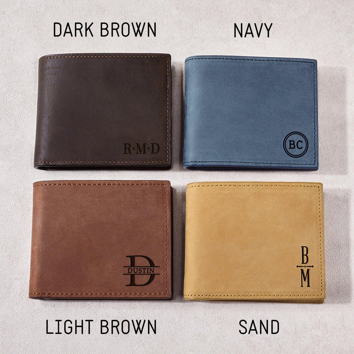 Personalized Genuine Leather Bifold Wallet, Boyfriend Valentine Gift - Brand My Case