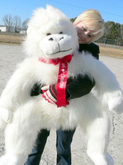 Personalized Giant Stuffed White Fluffy Gorilla Monkey with Custom - Brand My Case