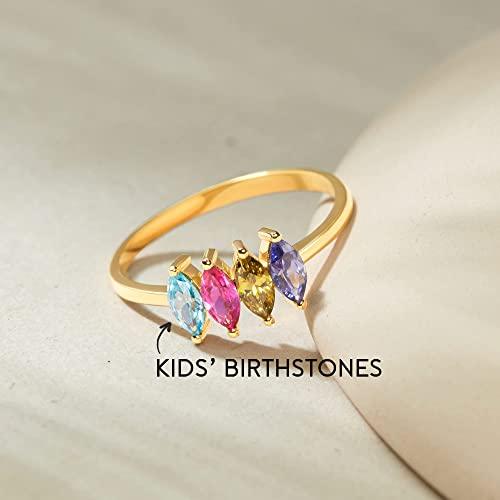 Personalized Mom Birthstone Ring, Birthstone Jewelry,Family Birthstone - Brand My Case