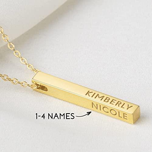 Personalized Mother Necklace, 4 Side Bar Necklace, Kids Names Necklace - Brand My Case