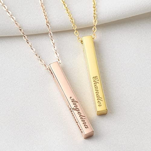 Personalized Mother Necklace, 4 Side Bar Necklace, Kids Names Necklace - Brand My Case