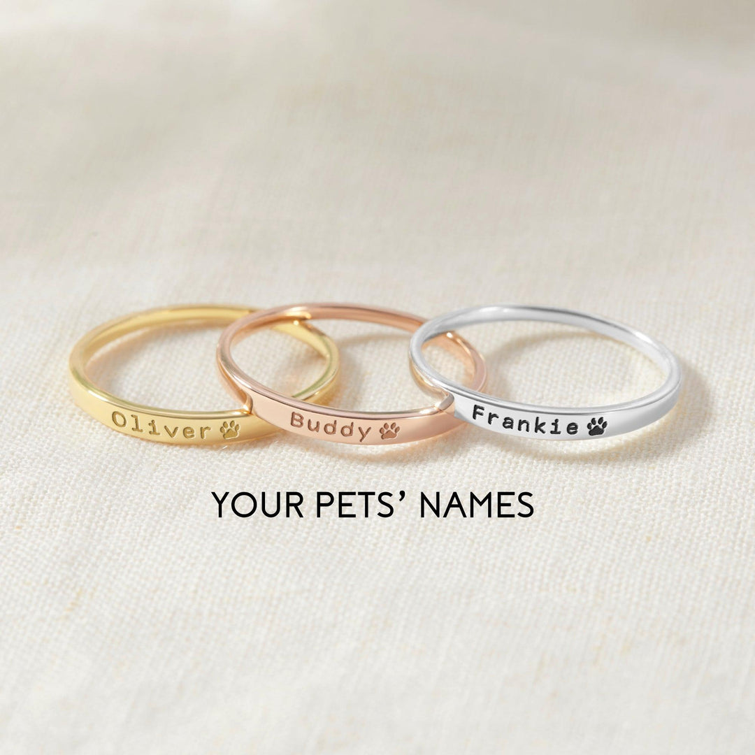 Pet Memorial Gift, Pet Name Ring, Paw Print Ring, Dog Mom Gift - Brand My Case