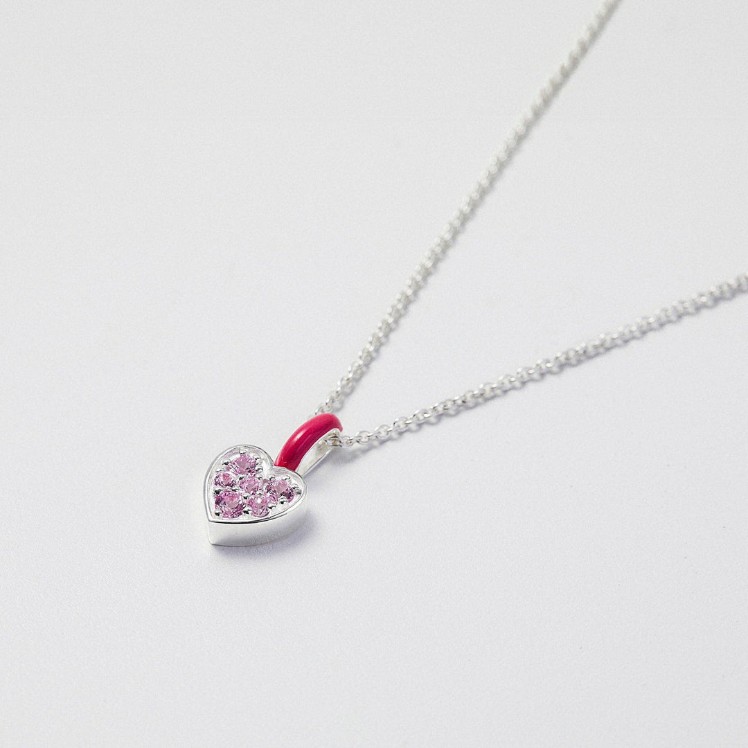 Pink Heart Necklace, Pink Enamel Jewelry, Dainty Heart Jewlery - Brand My Case