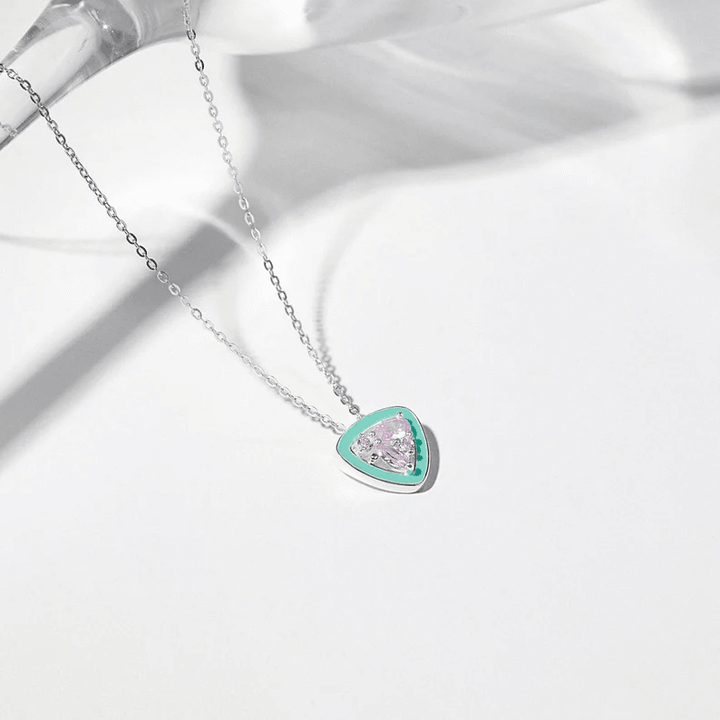 Pink Stone Necklace, Green Enamel Jewelry, Gemstone Necklace For Women - Brand My Case