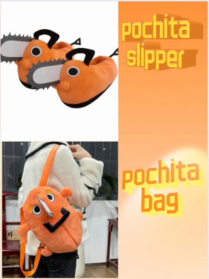 Pochita Slipper Plush Backpack Blanket Cloak Chainsaw Chain Saw Man Kawaii Cosplay Dog Bag Japan Anime Plushie Christmas Gift - Brand My Case