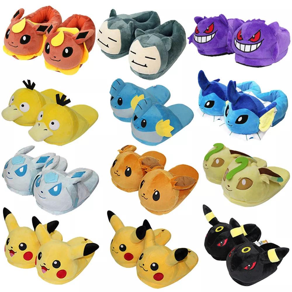 Pokemon Cotton Slippers Snorlax Charmander Psyduck Mudkip Pikachu Eevee Leafeon Glacia Umbreon Plush Anime Plushie Shoes Gift - Brand My Case