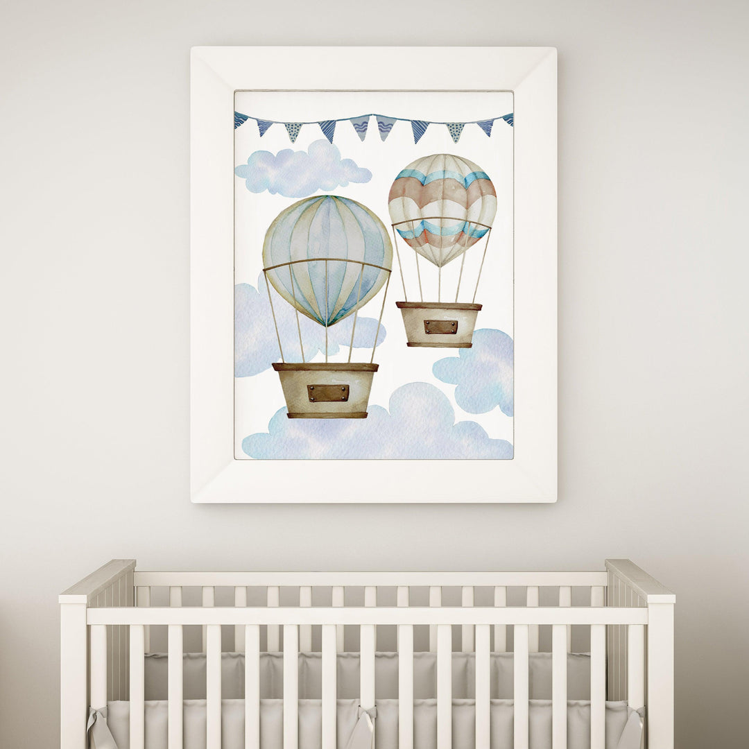 Poster "2 hot air balloons" white frame, A3 format - Brand My Case