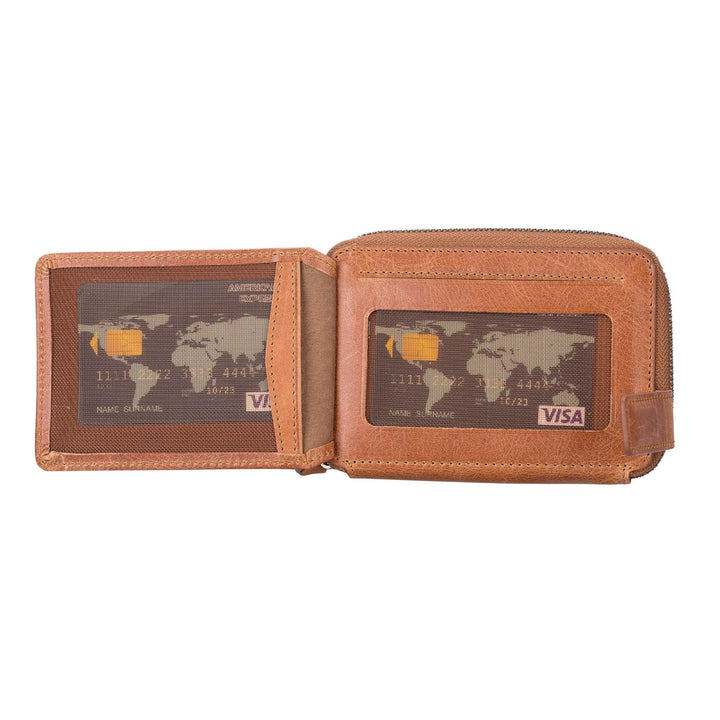 Powell Handmade Unisex Leather Wallet with Zippered Compartment - Brand My Case