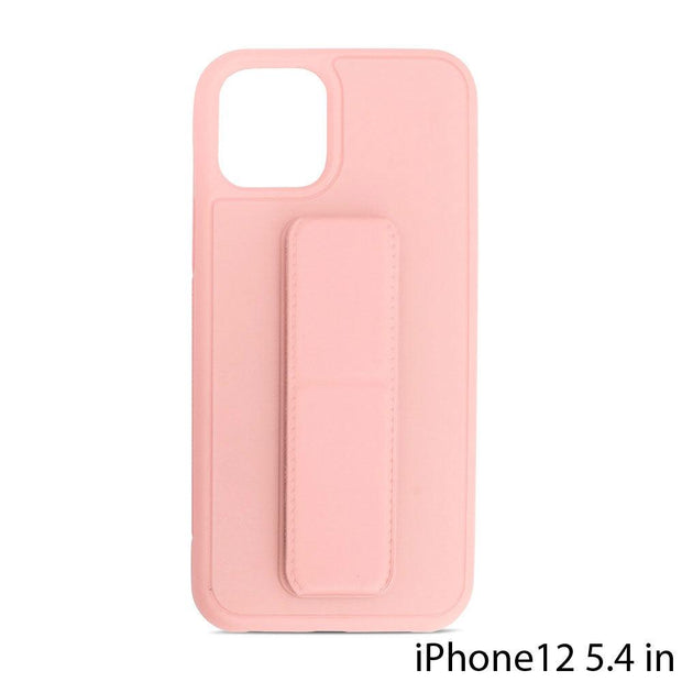 PU Leather Hand Grip Kickstand Case with Metal Plate for iPhone 12 - Brand My Case