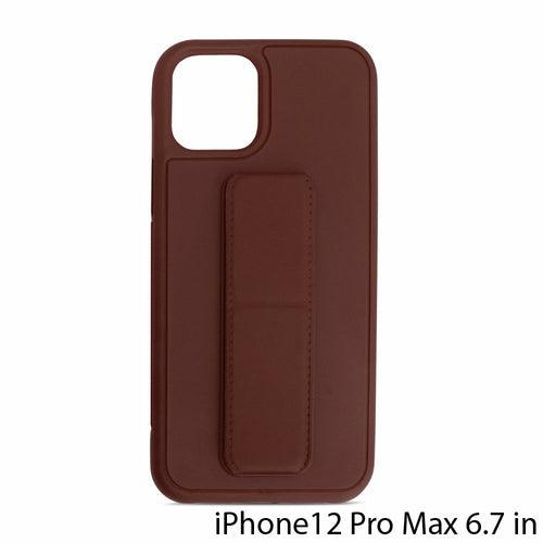 PU Leather Hand Grip Kickstand Case with Metal Plate for iPhone 12 Pro - Brand My Case