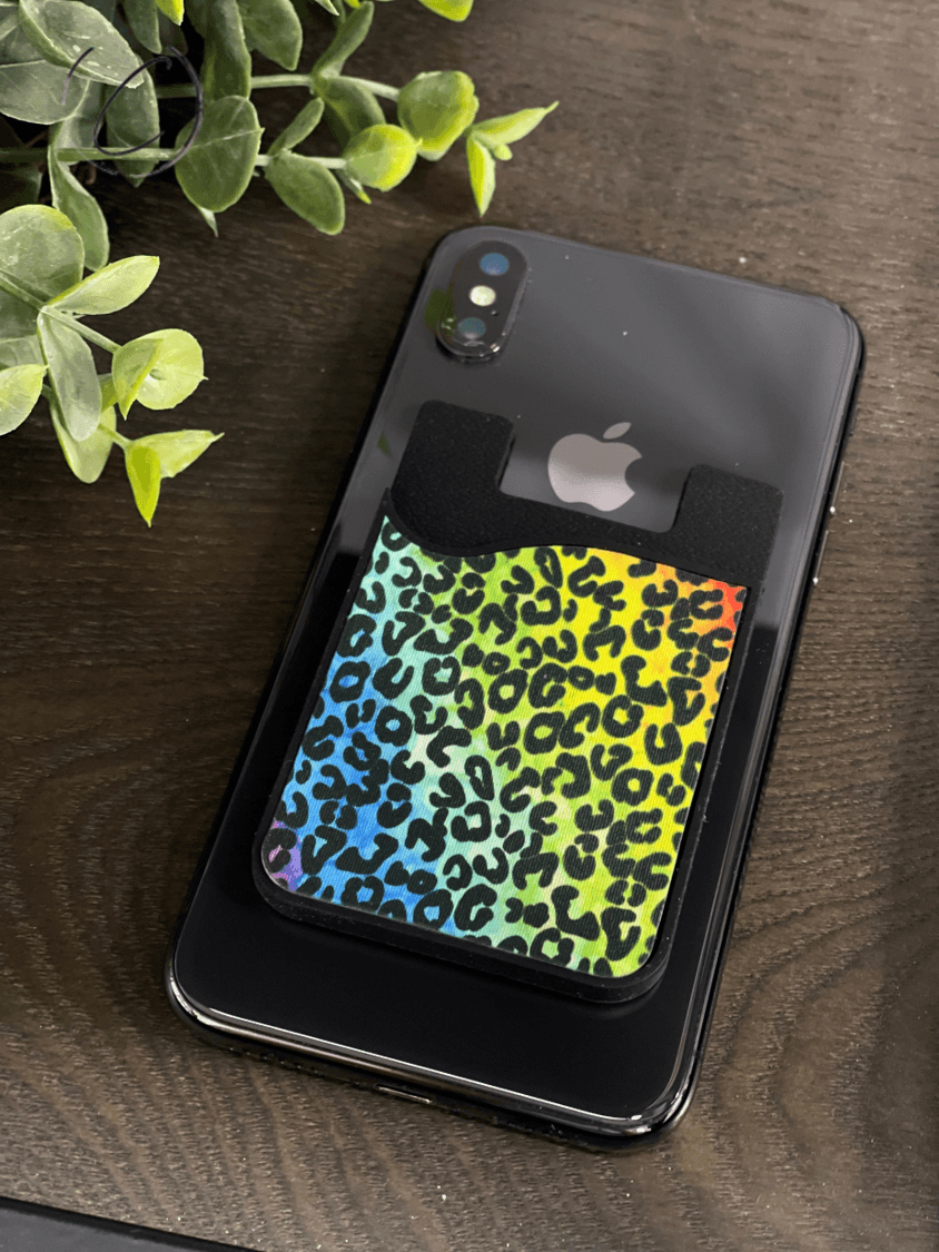 Rainbow Leopard Card Caddy Phone Wallet - Brand My Case