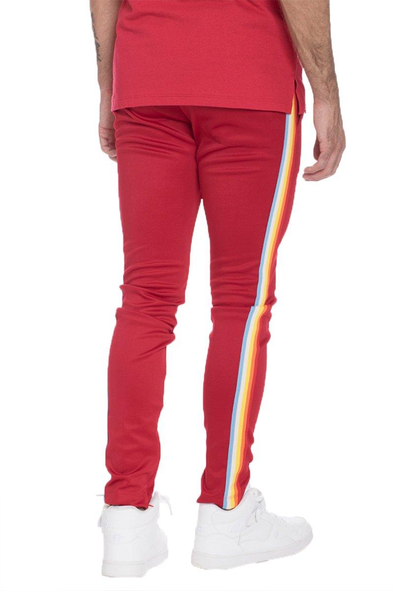 RAINBOW TAPED TRACK PANTS-RED - Brand My Case