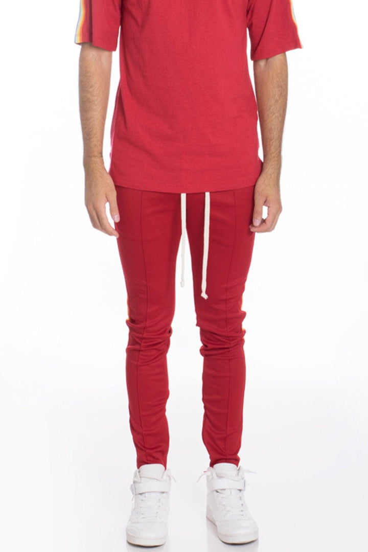 RAINBOW TAPED TRACK PANTS-RED - Brand My Case