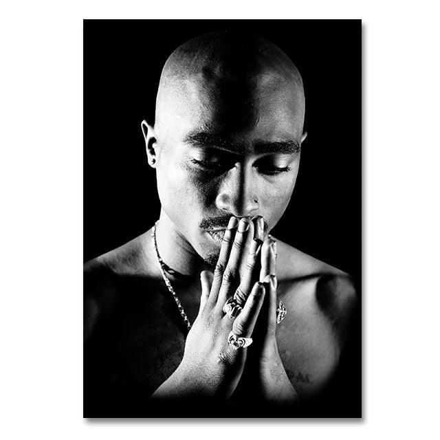 Rapper Tupac Posters HiP Hop Singer 2PAC Canvas Print Painting Rap Legend Black and White Wall Art Pictures Home Room Decor - Brand My Case