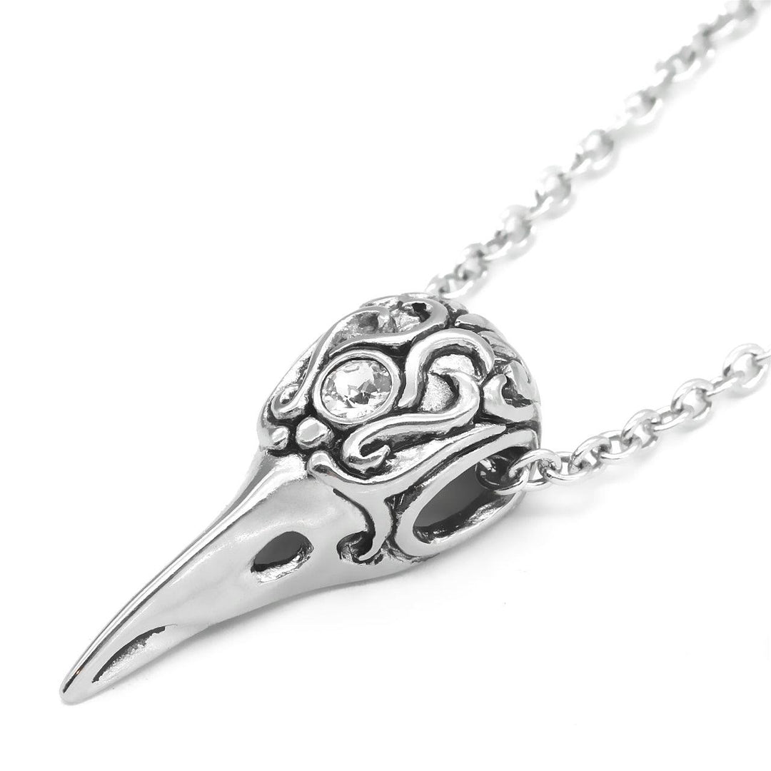 Raven Skull Necklace with white Swarovski Crystal - Brand My Case