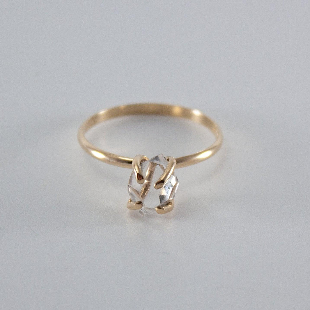 Raw Herkimer Diamond 14k Gold Filled Prong Ring - Brand My Case