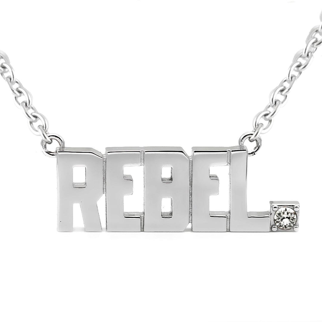 REBEL Pendant Block Letter Necklace with Swarovski crystal - Brand My Case