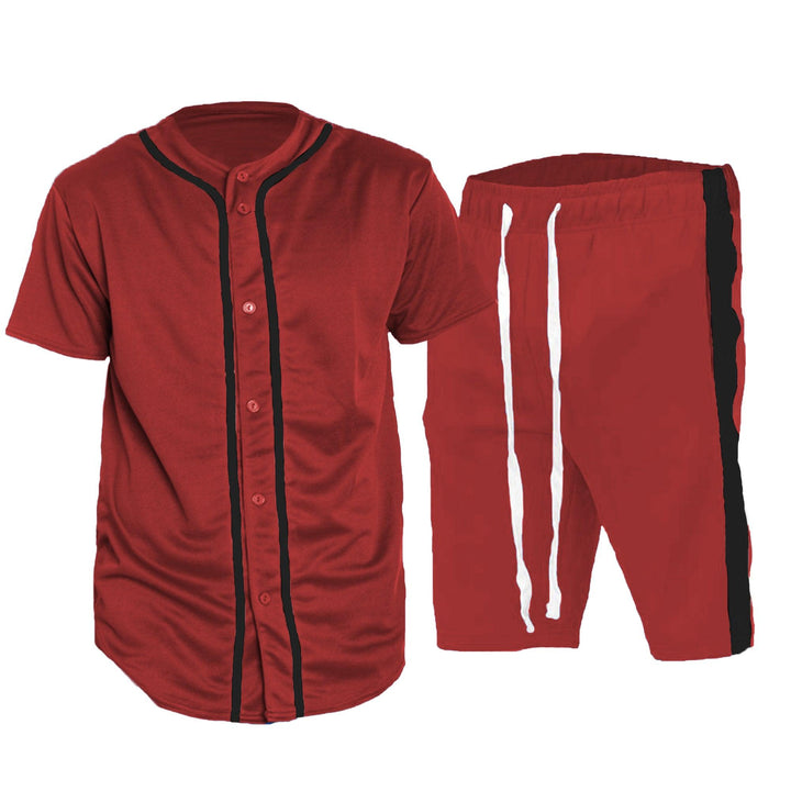 Red Black Baseball Jersey Short Set - Brand My Case