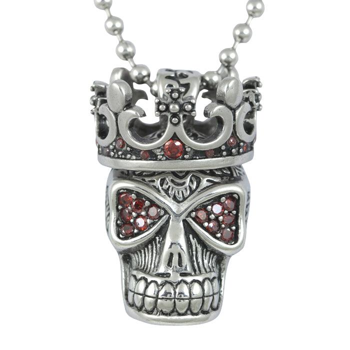 Red Fire Skull with Crown Necklace - Brand My Case