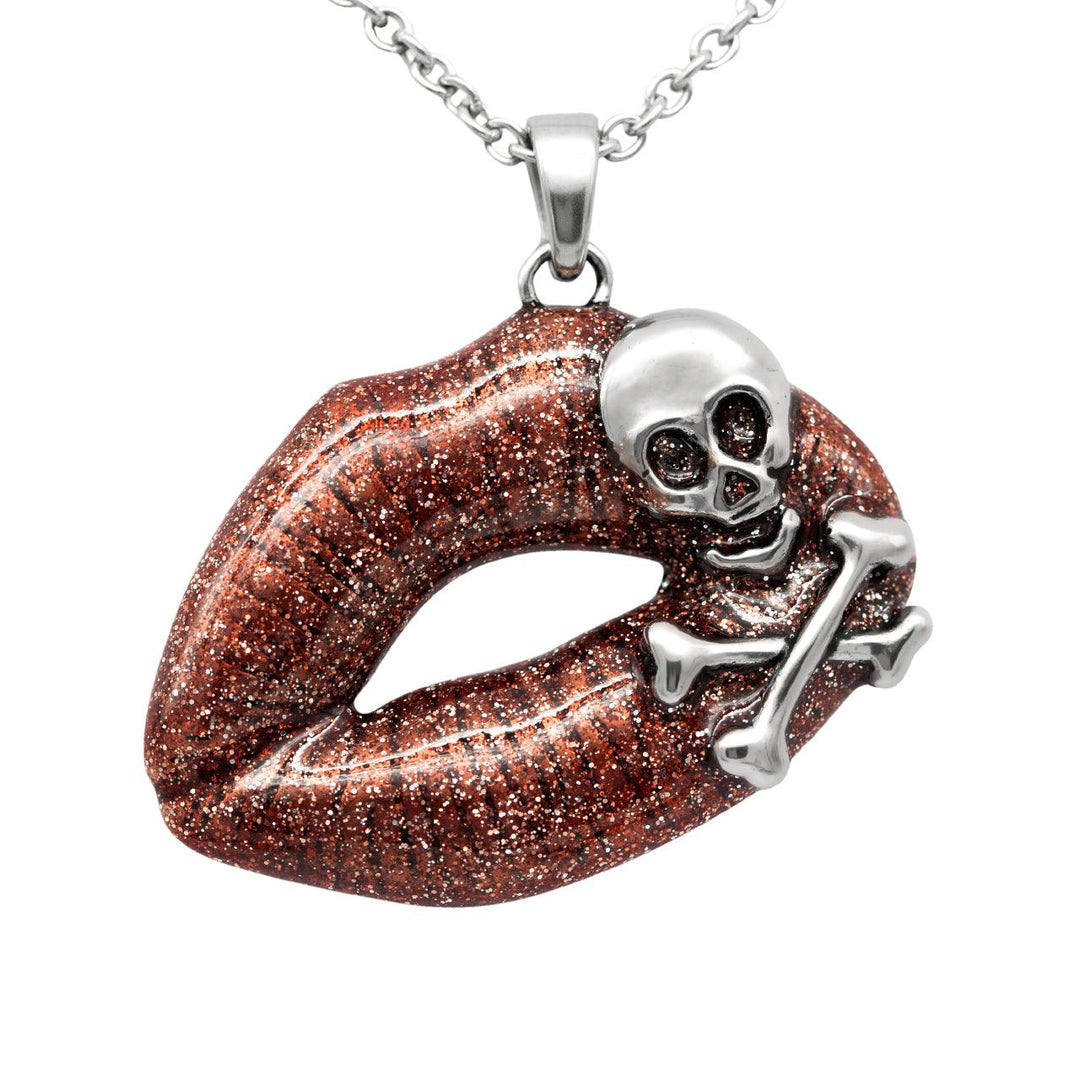 Red Lips Skull Necklace - Toxic Love - Brand My Case