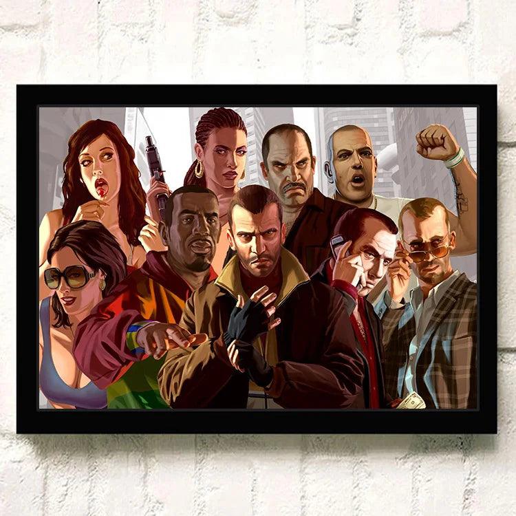 Retro GTA 5 Poster - Vibrant Grand Theft Auto Canvas Wall Art for Gaming Enthusiasts - Brand My Case