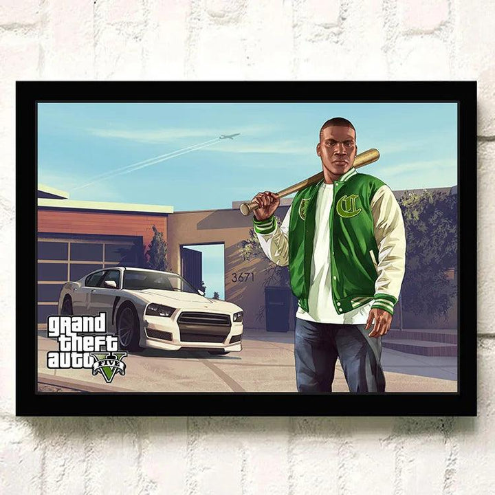 Retro GTA 5 Poster - Vibrant Grand Theft Auto Canvas Wall Art for Gaming Enthusiasts - Brand My Case