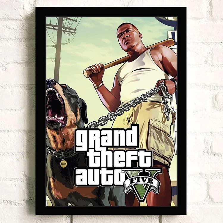 Retro GTA 5 Poster - Vibrant Grand Theft Auto Canvas Wall Art for Gaming Enthusiasts - Brand My Case