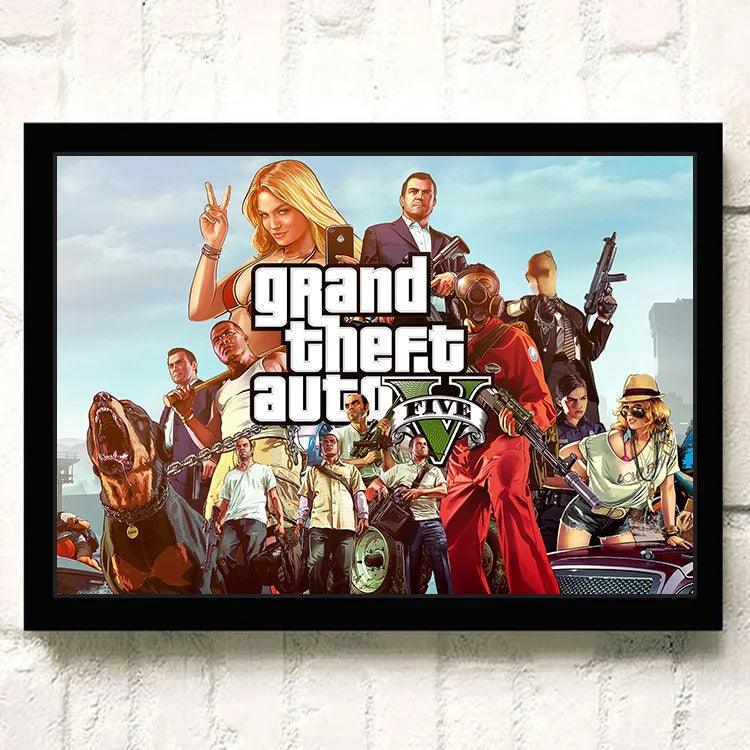 Retro GTA 5 Poster - Vibrant Grand Theft Auto Canvas Wall Art for Gaming Enthusiasts - Brand My Case