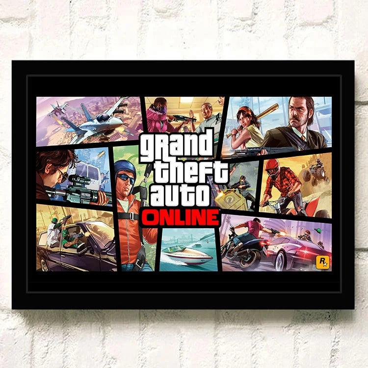 Retro GTA 5 Poster - Vibrant Grand Theft Auto Canvas Wall Art for Gaming Enthusiasts - Brand My Case