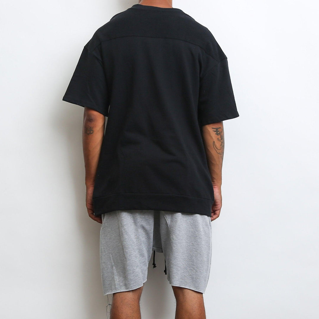 REVERSE FRENCH TERRY TEE- BLACK - Brand My Case