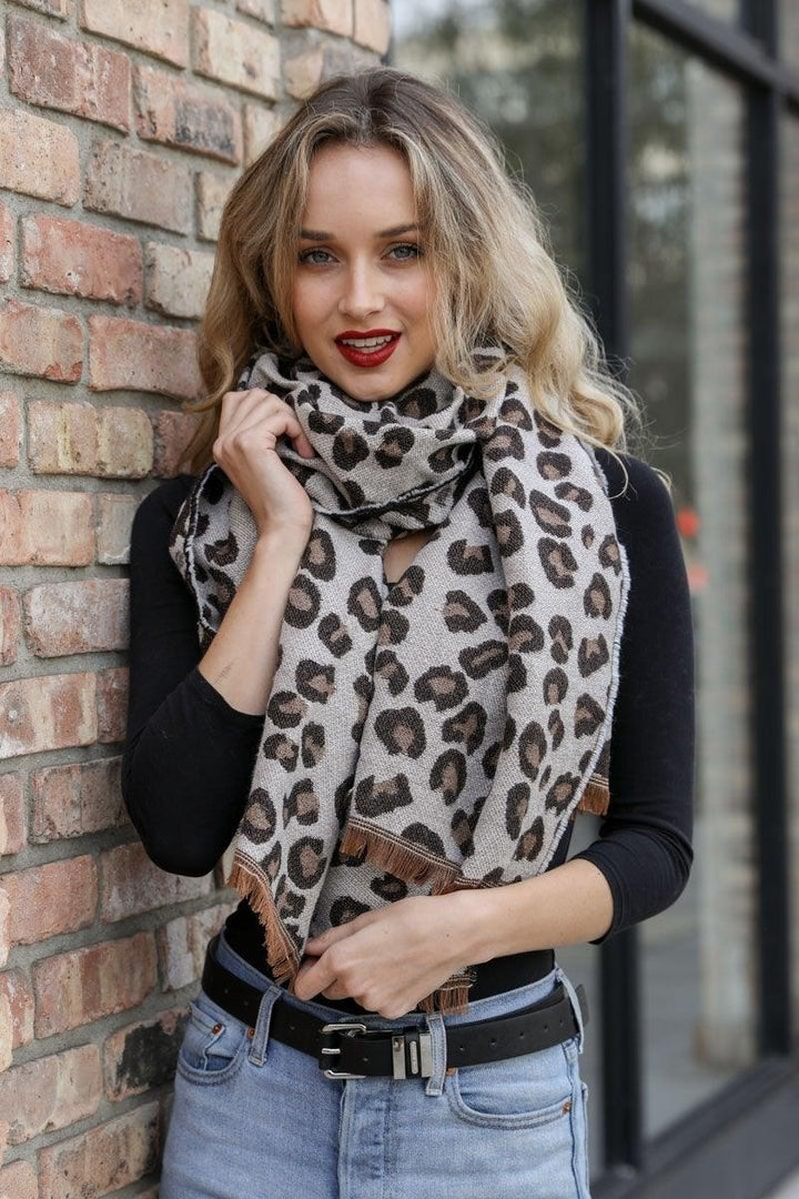 Reversible Leopard Blanket Scarf - Brand My Case